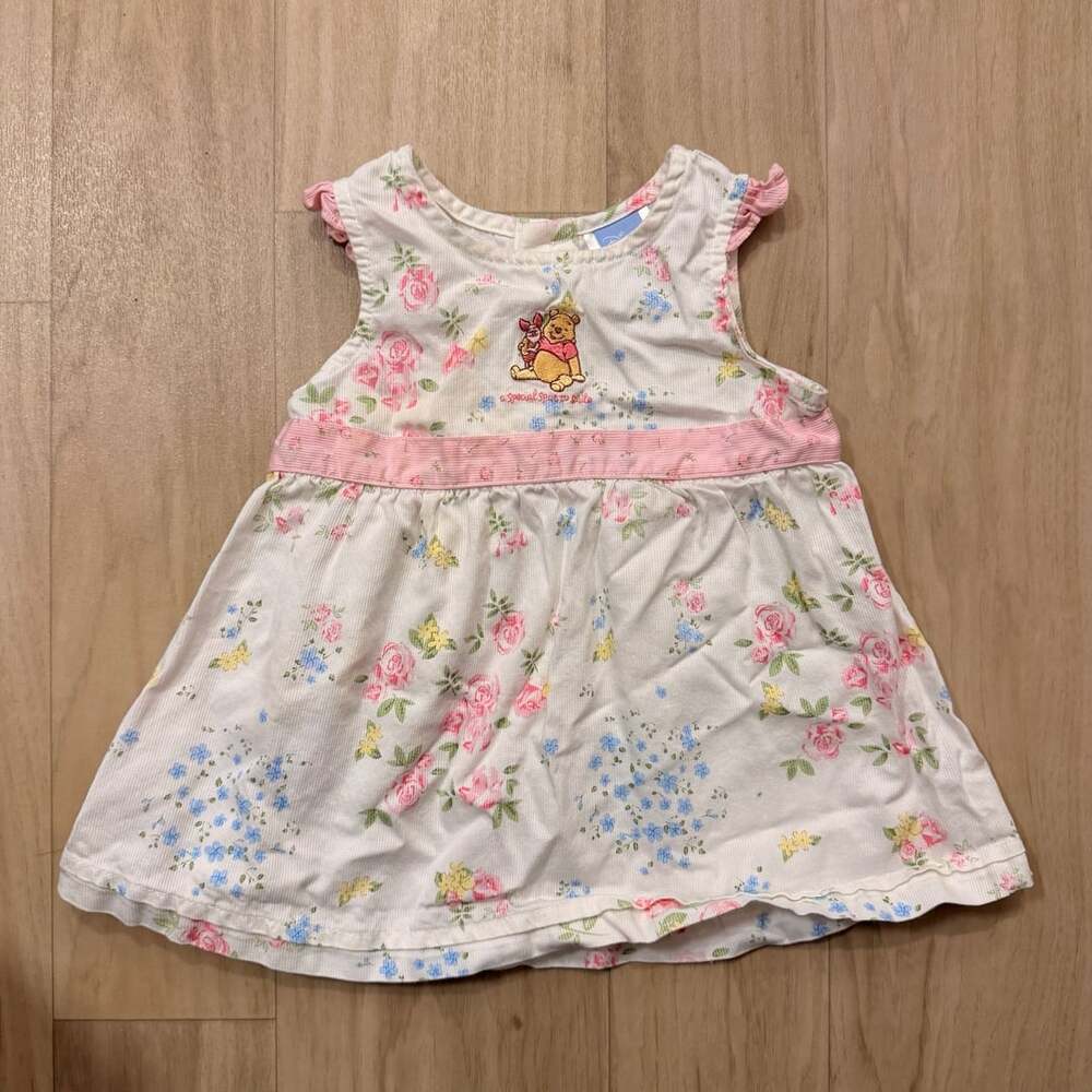 RARE Disney Winnie The Pooh Floral Corduroy Dress size 12 months